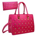 Gold Rush Gold Rush 820W20SET-FU 2 Tones Rhinestone Studed Purse Wallet Set - Fuchsia 820W20SET-FU